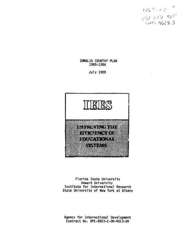 Somalia country plan, 1985-1986