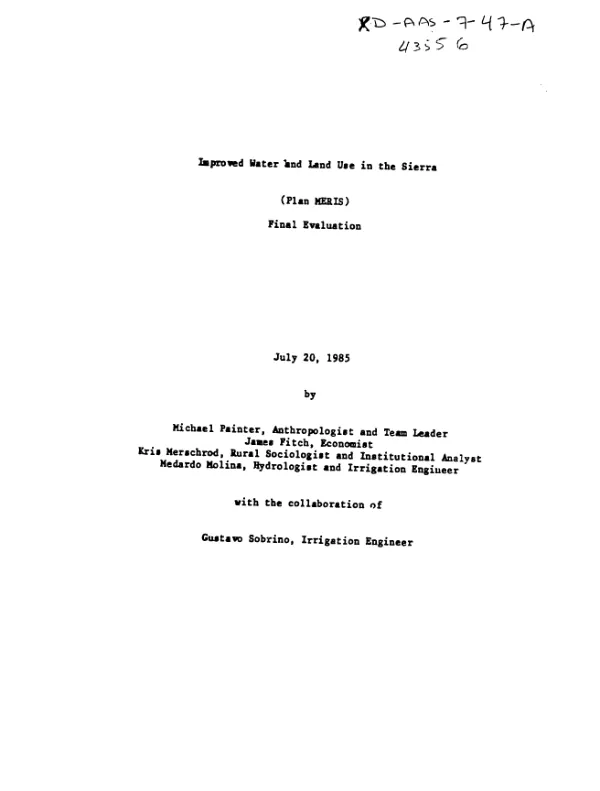 Improved water and land use in the sierra (plan MERIS) : final evaluation