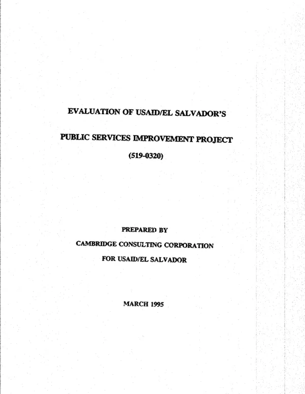 Evaluation of USAID/El Salvador's public services improvement project (519-0320)
