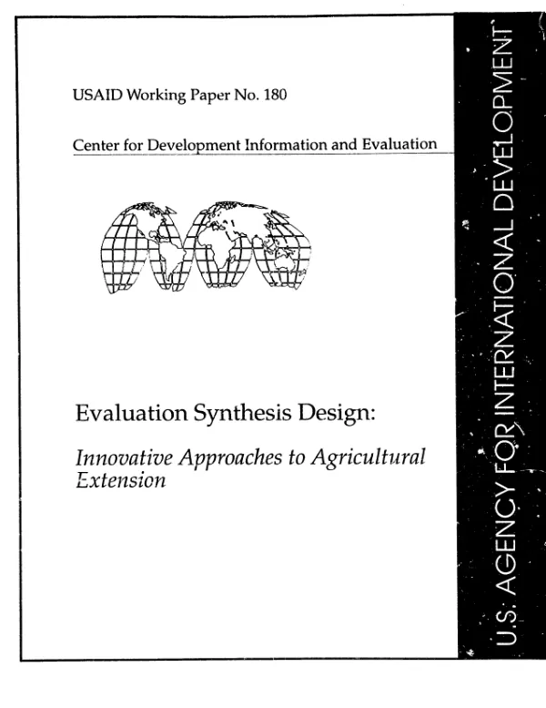 Evaluation synthesis design : innovative approaches to agricultural extension