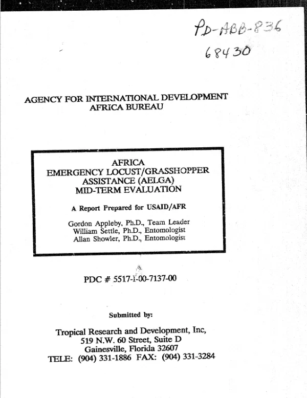 Africa emergency locust/grasshopper assistance (AELGA) : mid-term evaluation