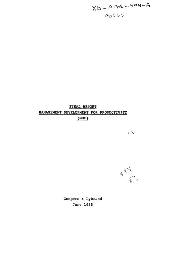Final report : management development for productivity (MDP)