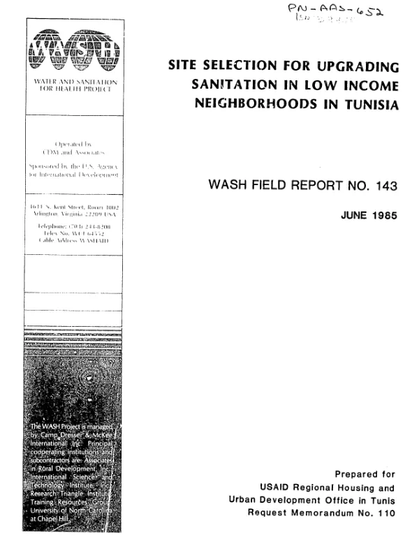 Site selection for upgrading sanitation in low income neighborhoods in Tunisia