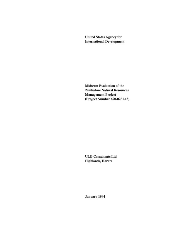 Midterm evaluation of the Zimbabwe natural resources management project (project number 690-0251.13)