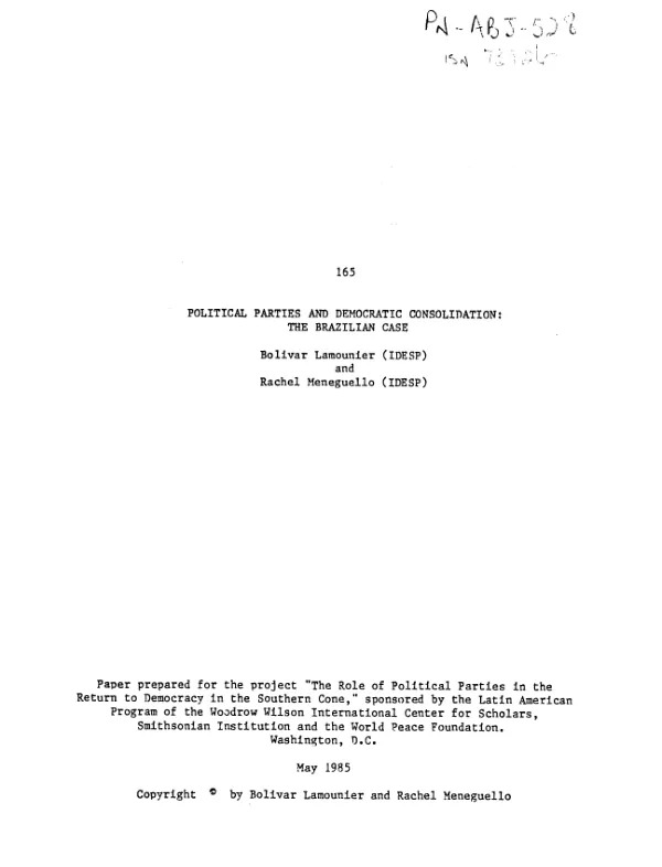 Political parties and democratic consolidation : the Brazilian case
