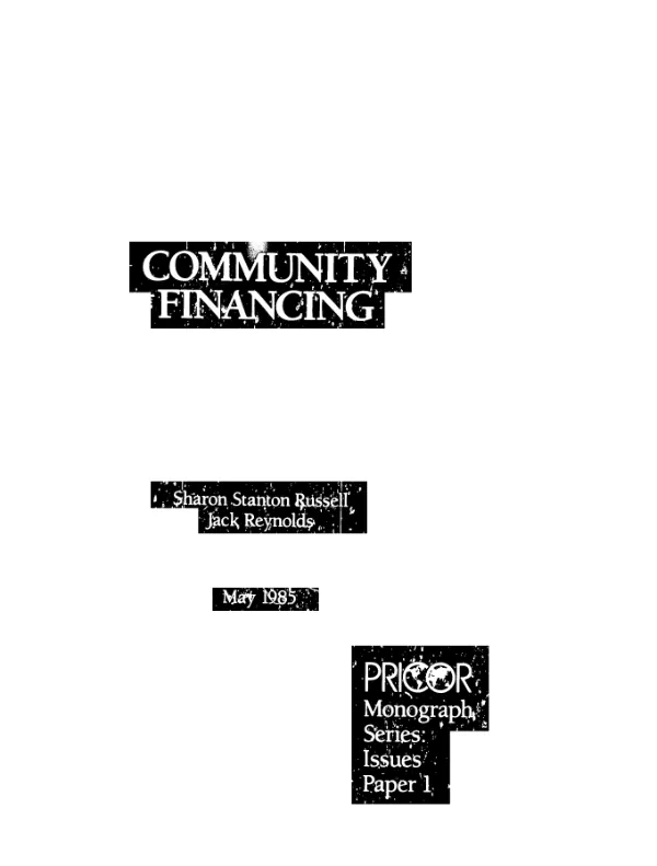 Operations research issues : community financing