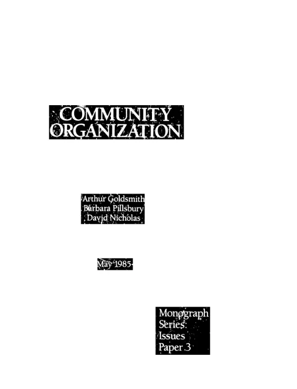 Operations research issues : community organization