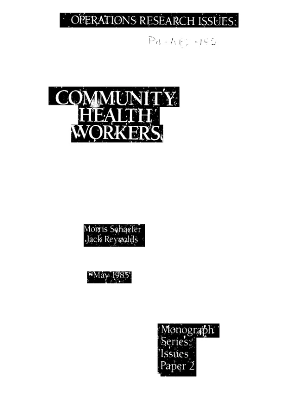 Operations research issues : community health workers