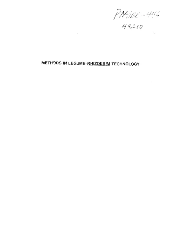 Methods in legume - Rhizobium technology