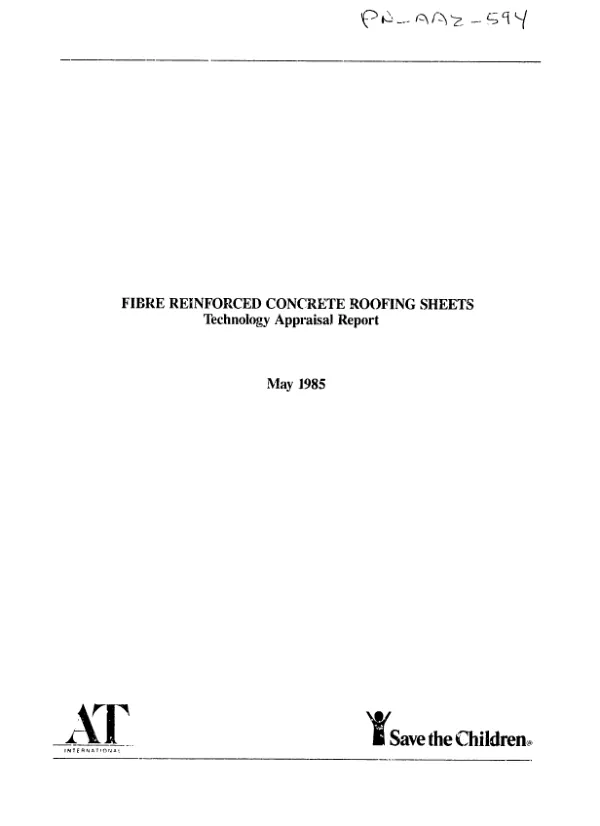 Fibre reinforced concrete roofing sheets : technology appraisal report