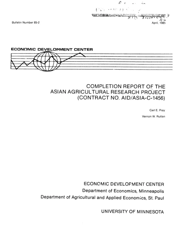 Completion report of the Asian agricultural research project