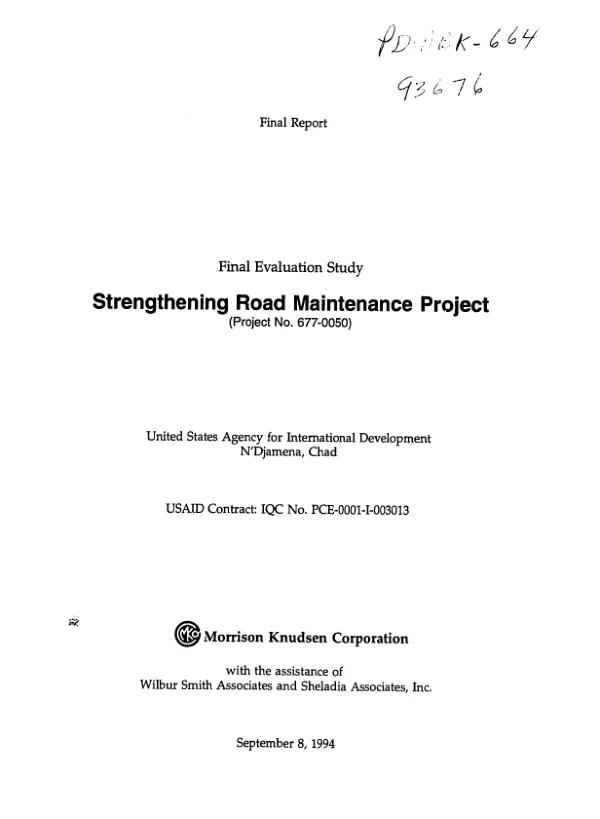 Final evaluation study : strengthening road maintenance project