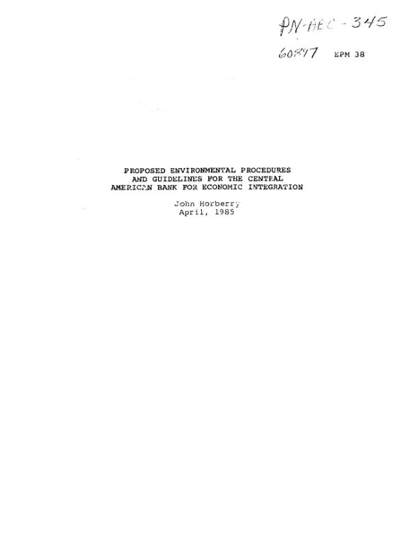 Environmental procedures and guidelines for the Central American Bank for Economic Integration : final report