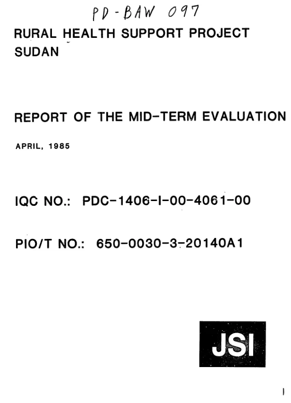 Rural health support project, Sudan : report of the mid-term evaluation