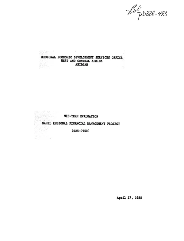 Mid-term evaluation : Sahel regional financial management project (625-0950)