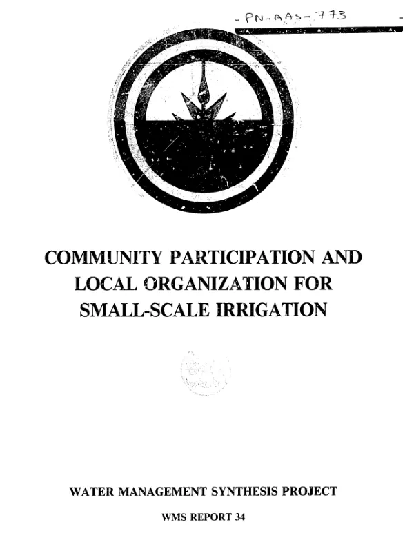 Community participation and local organization for small-scale irrigation