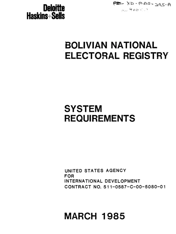 Bolivian National Electoral Registry : system requirements