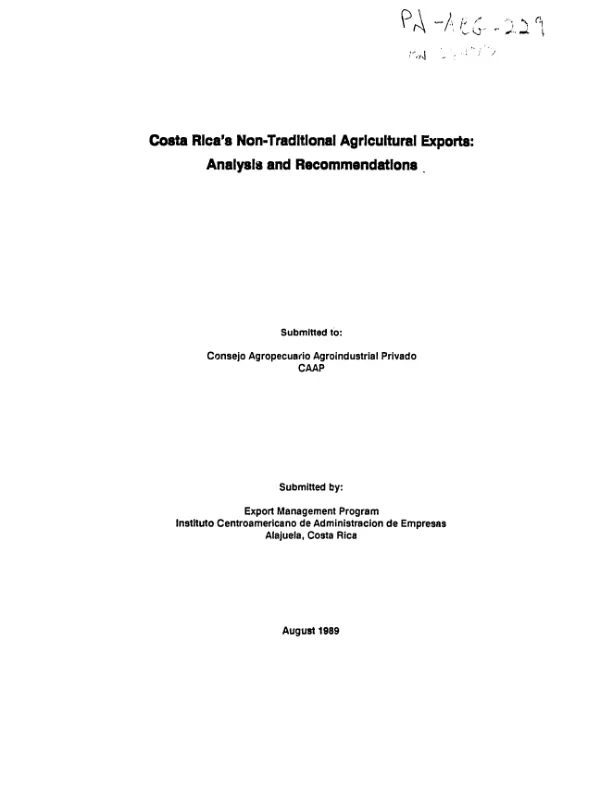 Costa Rica"s non-traditional agricultural exports : analysis and recommendations