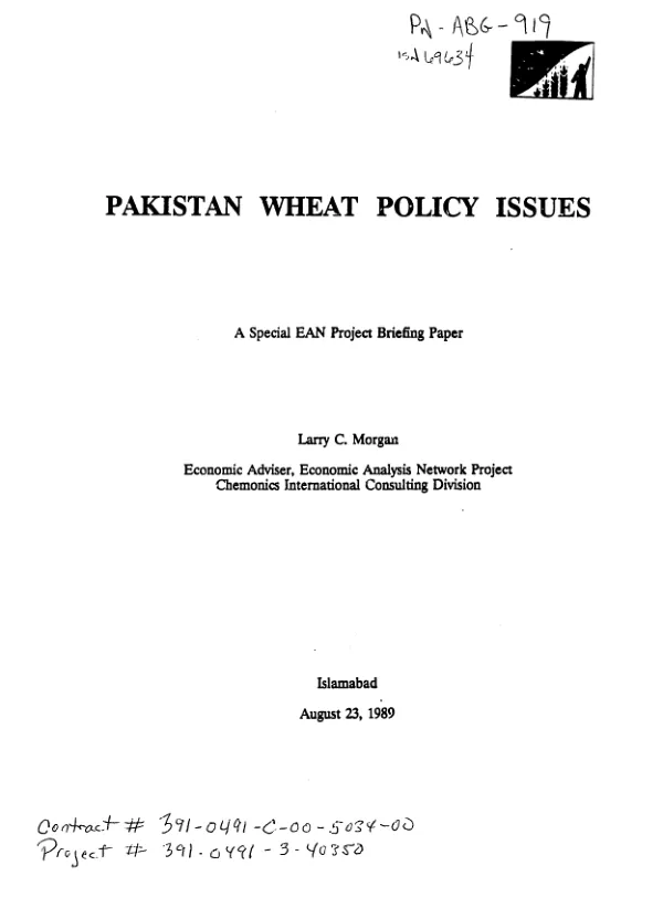 Pakistan wheat policy issues
