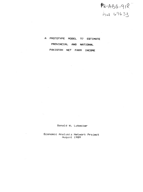 Prototype model to estimate provincial and national Pakistan net farm income