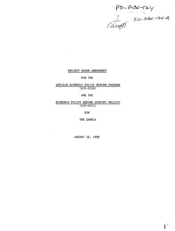 African economic policy reform program : amendment no. 1