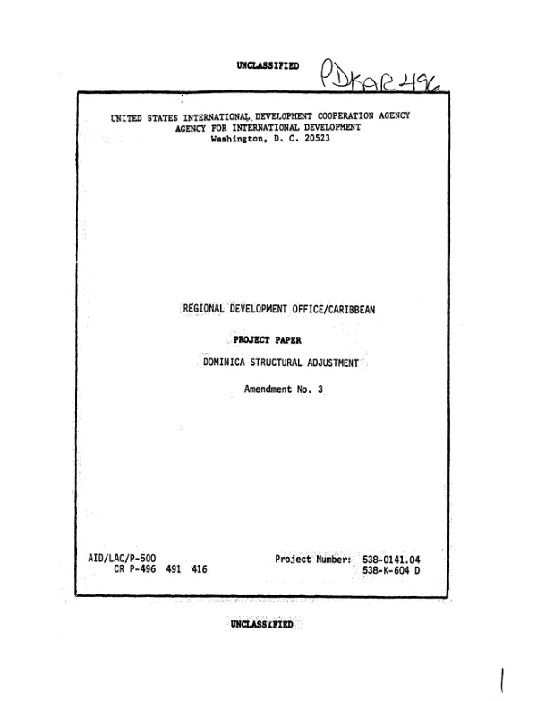 Dominica structural adjustment : amendment no. 3