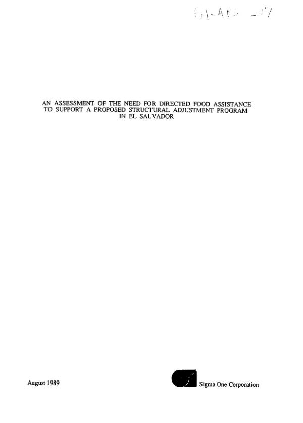Assessment of the need for directed food assistance to support a proposed structural adjustment program in El Salvador