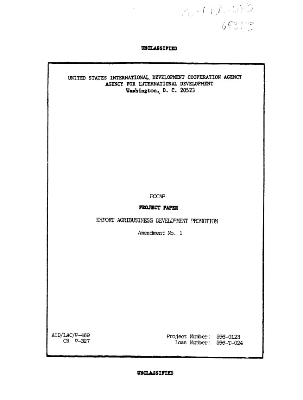 Export agribusiness development promotion : amendment no. 1