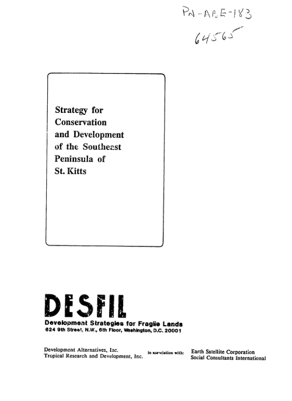 Strategy for conservation and development of the Southeast Peninsula of St. Kitts : a report to the Southeast Peninsula Land Development and Conservation Board