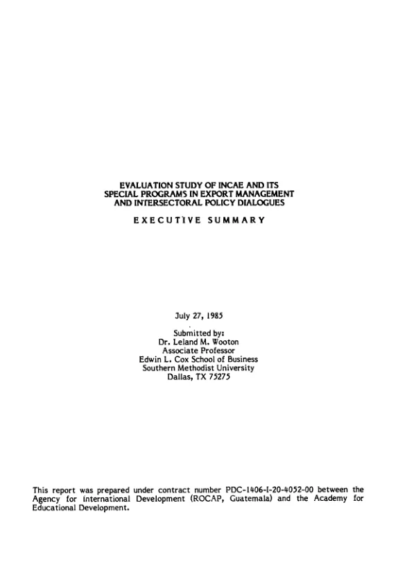 Evaluation of Centro Asesor para el Desarrollo de Recursos Humanos de Honduras [Advisory Council on Human Resources Development] (CADERH)