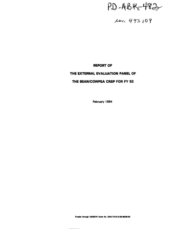 Report of the external evaluation panel of the bean/cowpea CRSP for FY 93