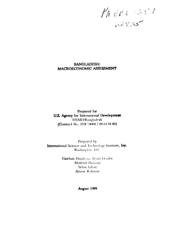 Bangladesh : macroeconomic assessment