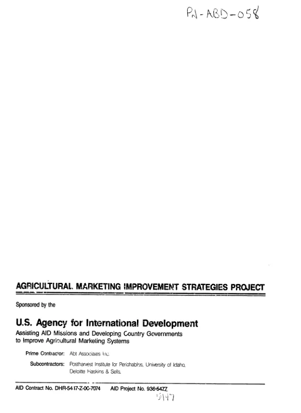 Burundi : rapid appraisal of the agricultural marketing system