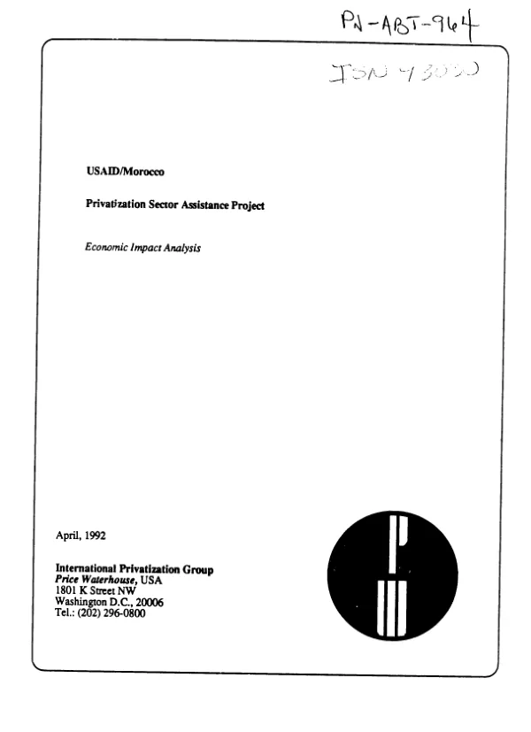USAID/Morocco privatization sector assistance project : economic impact analysis
