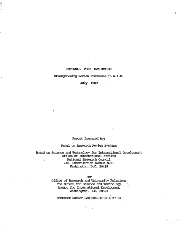 External peer evaluation : strengthening review processes in A.I.D.