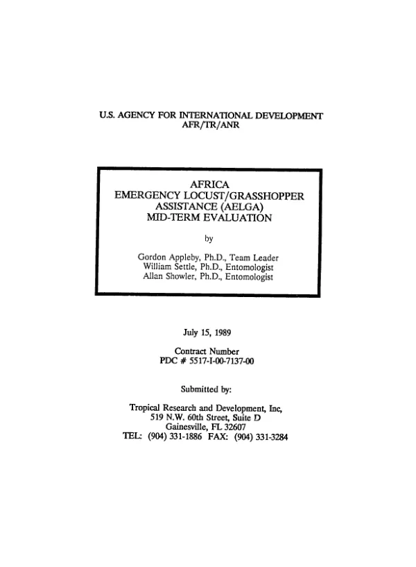 Africa emergency locust/grasshopper assistance (AELGA) : mid-term evaluation