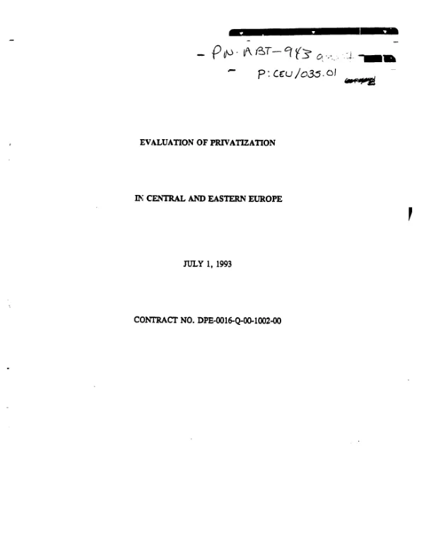 Evaluation of privatization in Central and Eastern Europe