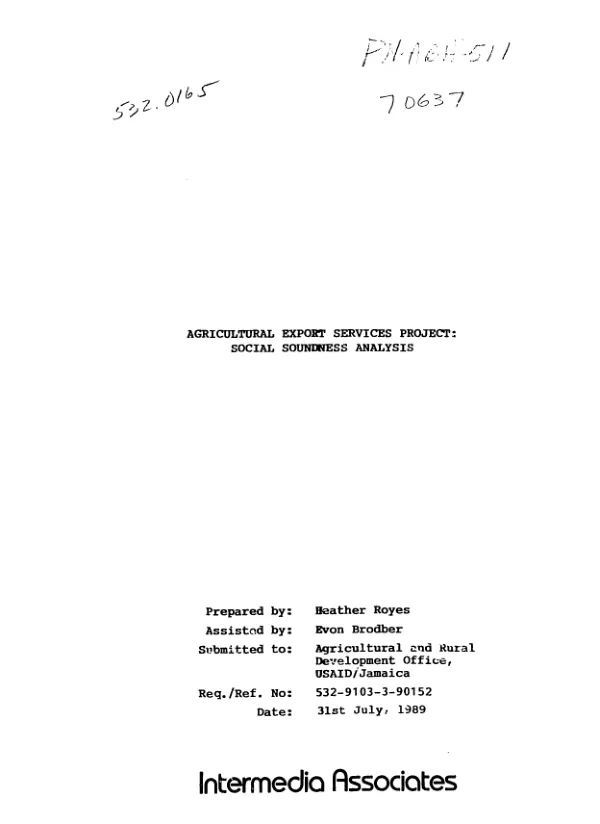 Agricultural export services project : social soundness analysis