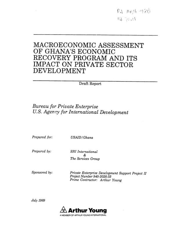 Macroeconomic assessment of Ghana"s economic recovery program and its impact on private sector development