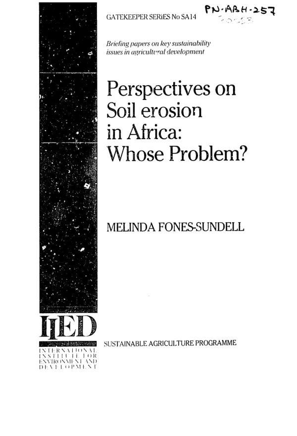 Perspectives on soil erosion in Africa : whose problem?