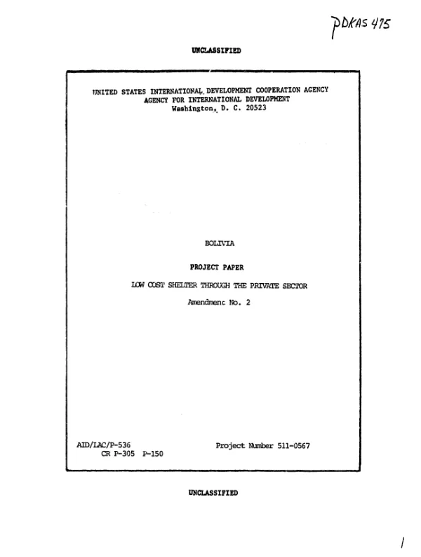 Low cost shelter through the private sector : amendment no. 2