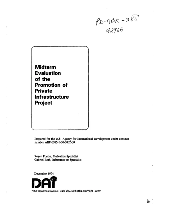 Midterm evaluation of the promotion of private infrastructure project