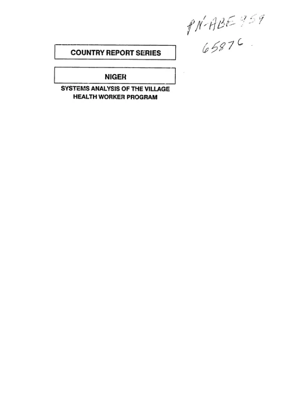 Systems analysis of the village health worker program