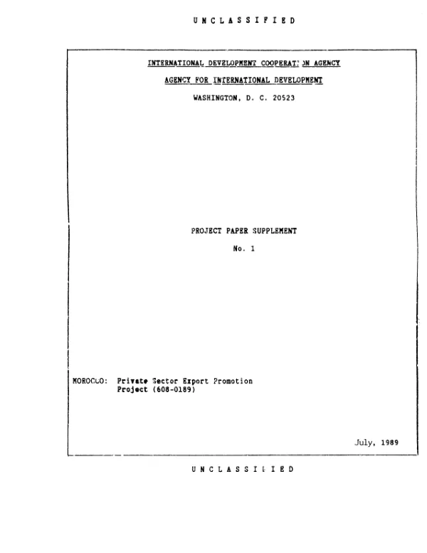Private sector export promotion project : supplement no. 1