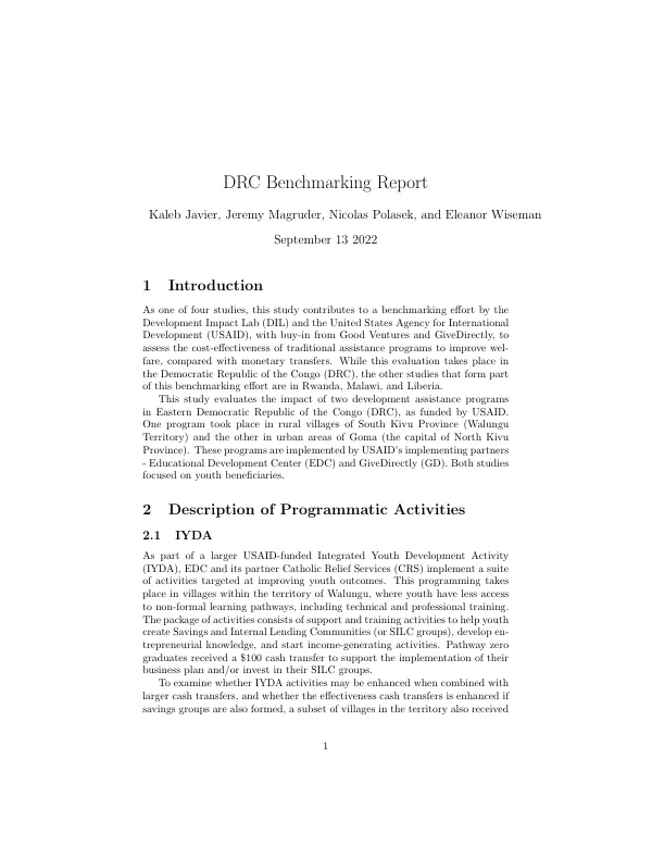 DRC Benchmarking Report