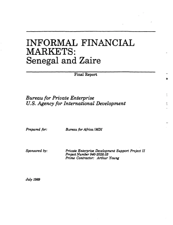 Informal financial markets in Senegal and Zaire