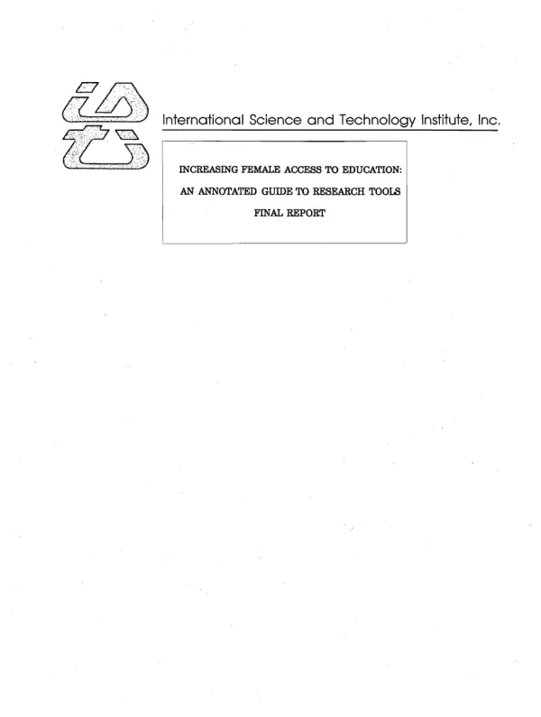 Increasing female access to education : annotated guide to research tools : final report