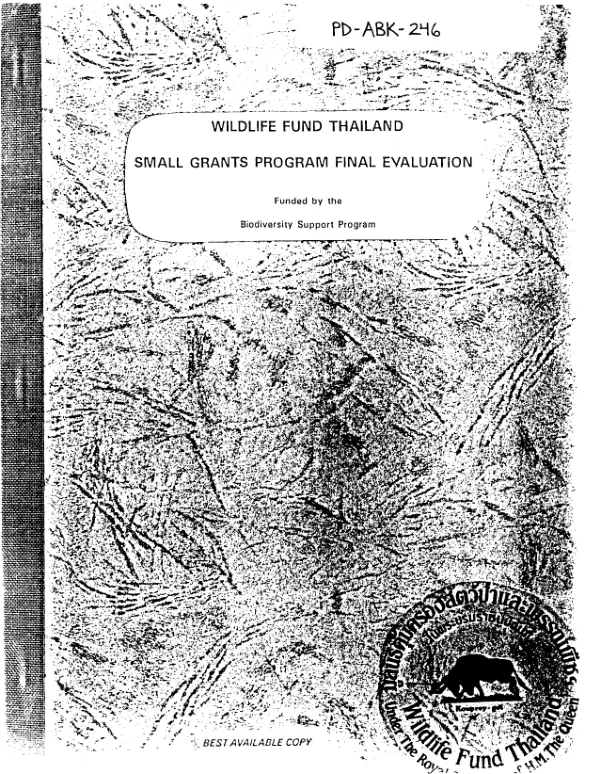 Wildlife Fund Thailand : small grants program final evaluation