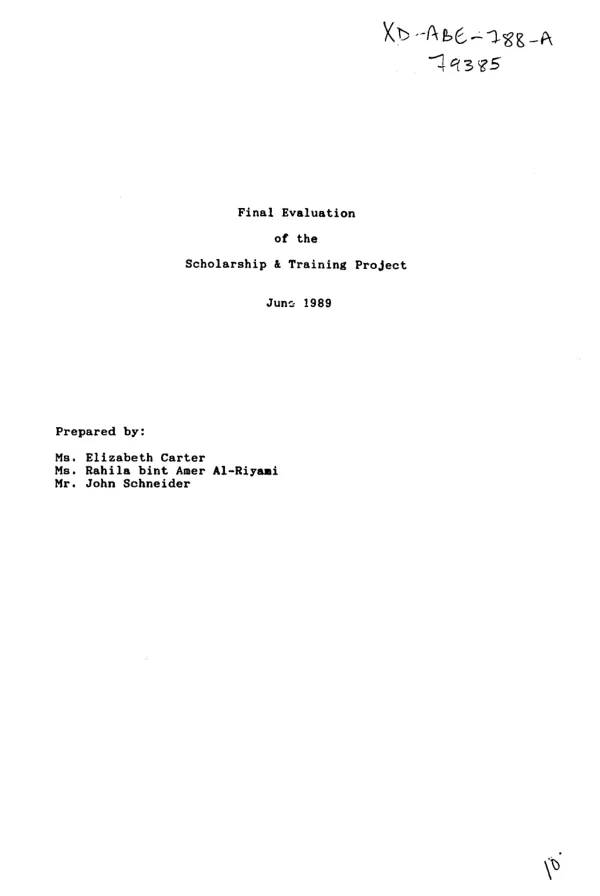 Final evaluation of the scholarship and training project
