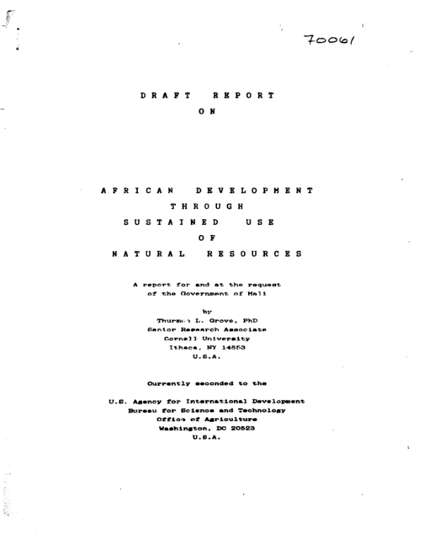 Draft report on African development through sustained use of natural resources